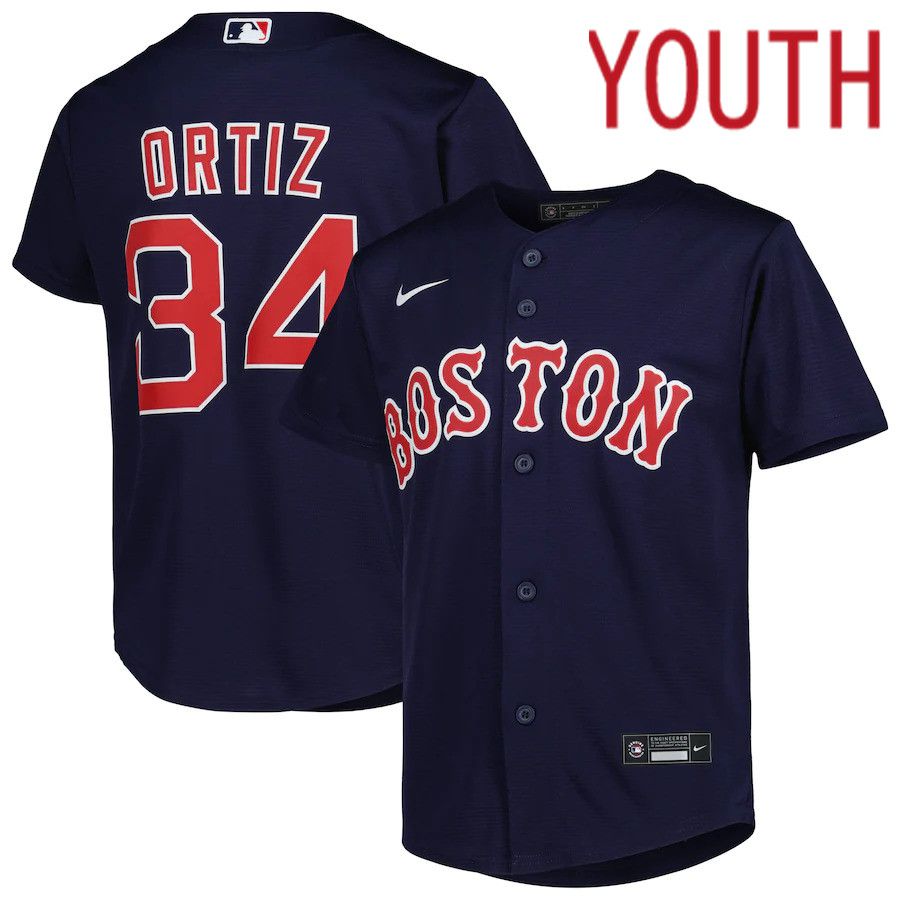 Youth Boston Red Sox 34 David Ortiz Navy 2022 Hall of Fame Replica Player MLB Jersey